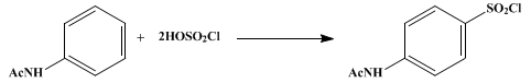Reaction equation for p-ACETAMINOBENZENESULFONYL CHLORIDE (Sulfanilyl chloride, N-acetyl-)