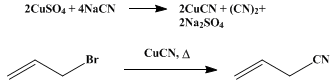 Reaction equation for ALLYL CYANIDE (3-Butenenitrile)