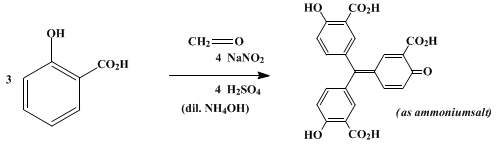 Reaction equation for AMMONIUM SALT OF AURIN TRICARBOXYLIC ACID