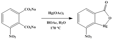 Reaction equation for ANHYDRO-2-HYDROXYMERCURI-3-NITROBENZOIC ACID (Benzoic acid, anhydro-2-hydroxymercuri-3-nitro-)