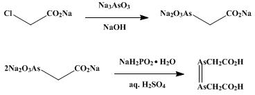 Reaction equation for ARSONO- AND ARSENOACETIC ACIDS (Acetic acid, arsono-, and Acetic acid, arsenodi-)