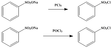 Reaction equation for BENZENESULFONYL CHLORIDE ((A) and (B) (from Sodium Benzenesulfonate))