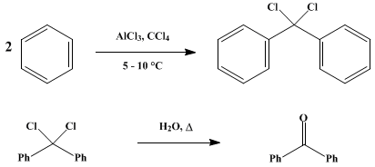 Reaction equation for BENZOPHENONE