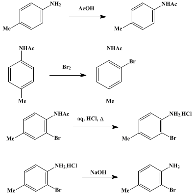 Reaction equation for 3-BROMO-4-AMINOTOLUENE (p-Toluidine, 2-bromo-)