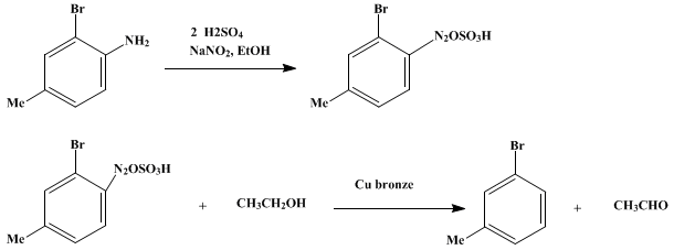 Reaction equation for m-BROMOTOLUENE (Toluene, m-bromo-)