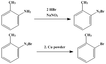 Reaction equation for o-BROMOTOLUENE (Toluene, o-bromo-)