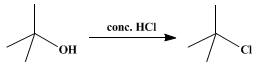 Reaction equation for tert.-BUTYL CHLORIDE (Propane, 2-chloro-2-methyl-)