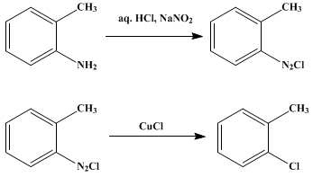 Reaction equation for o-CHLOROTOLUENE AND p-CHLOROTOLUENE (Toluene, o-chloro- and p-chloro-)