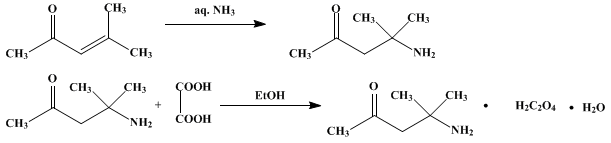 Reaction equation for DIACETONAMINE HYDROGEN OXALATE (Diacetonamine, acid oxalate)