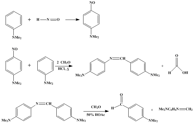 Reaction equation for p-DIMETHYLAMINOBENZALDEHYDE (Benzaldehyde, p-dimethylamino-)