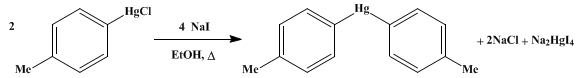 Reaction equation for DI-p-TOLYLMERCURY (Mercury, di-p-tolyl-)
