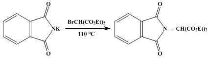 Reaction equation for ETHYL PHTHALIMIDOMALONATE (Malonic acid, phthalimido-, diethyl ester)