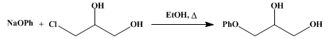 Reaction equation for α-GLYCERYL PHENYL ETHER (1,2-Propanediol, 3-phenoxy-)