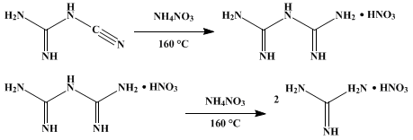 Reaction equation for GUANIDINE NITRATE