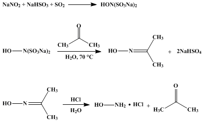 Reaction equation for HYDROXYLAMINE HYDROCHLORIDE and ACETOXIME