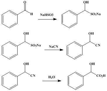 Reaction equation for MANDELIC ACID