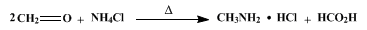 Reaction equation for METHYLAMINE HYDROCHLORIDE