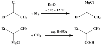 Reaction equation for dl-METHYLETHYLACETIC ACID (Butyric acid, α-methyl-)
