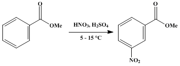 Reaction equation for METHYL m-NITROBENZOATE (Benzoic acid, m-nitro-, methyl ester)