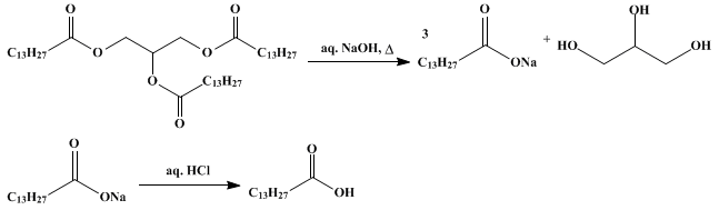 Reaction equation for MYRISTIC ACID