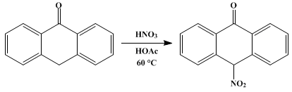 Reaction equation for NITROANTHRONE (Anthrone, 10-nitro-)
