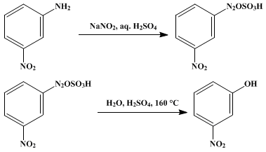 Reaction equation for m-NITROPHENOL (Phenol, m-nitro-)
