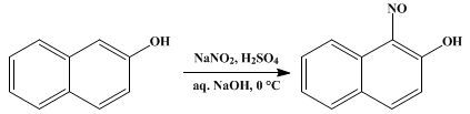 Reaction equation for NITROSO-β-NAPHTHOL (2-Naphthol, 1-nitroso-)
