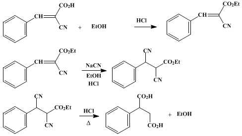 Reaction equation for PHENYLSUCCINIC ACID (Succinic acid, phenyl-)
