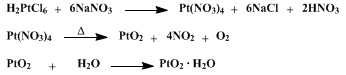 Reaction equation for PLATINUM CATALYST FOR REDUCTIONS (Platinic oxide)