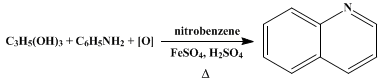 Reaction equation for QUINOLINE