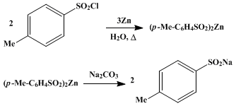 Reaction equation for SODIUM p-TOLUENESULFINATE (p-Toluenesulfinic acid, sodium salt)