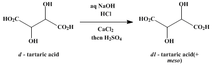 Reaction equation for dl-TARTARIC ACID (By-product, meso-Tartaric Acid)