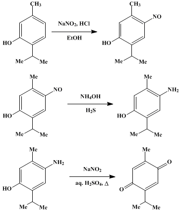 Reaction equation for THYMOQUINONE
