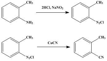 Reaction equation for o-TOLUNITRILE AND p-TOLUNITRILE