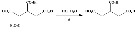 Reaction equation for TRICARBALLYLIC ACID