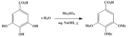 Reaction equation for TRIMETHYLGALLIC ACID (Benzoic acid, 3,4,5-trimethoxy-)