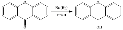 Reaction equation for XANTHYDROL