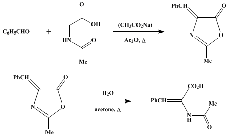 Reaction equation for α-ACETAMINOCINNAMIC ACID (Cinnamic acid, α-acetamido-)