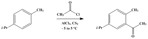 Reaction equation for ACETO-p-CYMENE (Acetophenone, 5-isopropyl-2-methyl-)