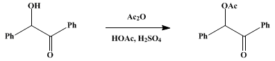 Reaction equation for BENZOIN ACETATE
