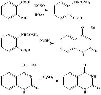 Reaction equation for BENZOYLENE UREA (2,4(1,3)-Quinazolinedione)