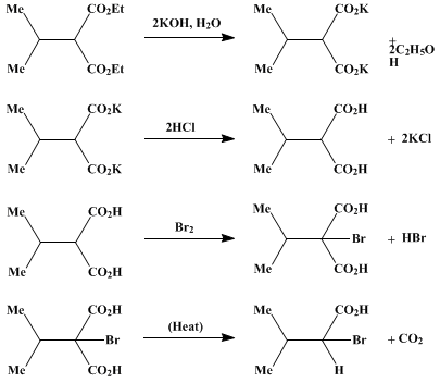 Reaction equation for α-BROMOISOVALERIC ACID (Isovaleric acid, α-bromo-)