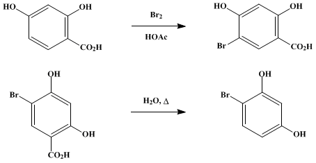 Reaction equation for 4-BROMORESORCINOL (Resorcinol, 4-bromo-)