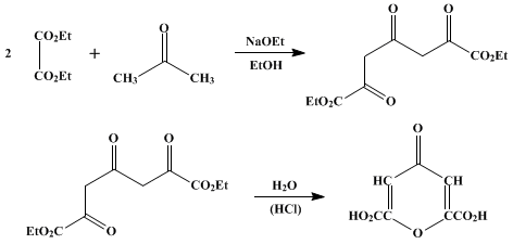 Reaction equation for CHELIDONIC ACID