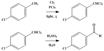 Reaction equation for p-CHLOROBENZALDEHYDE (Benzaldehyde, p-chloro-)