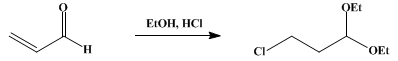 Reaction equation for β-CHLOROPROPIONALDEHYDE ACETAL (Propionaldehyde, β-chloro-, diethyl acetal)