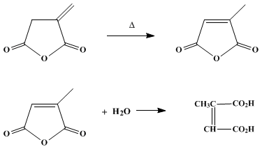 Reaction equation for CITRACONIC ANHYDRIDE AND CITRACONIC ACID