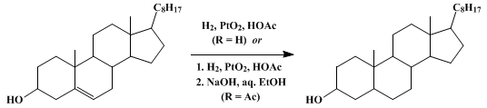 Reaction equation for DIHYDROCHOLESTEROL (β-Cholestanol)