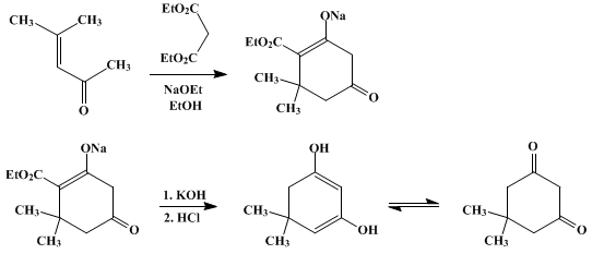 Reaction equation for 5,5-DIMETHYL-1,3-CYCLOHEXANEDIONE (1,3-Cyclohexanedione, 5,5-dimethyl-)