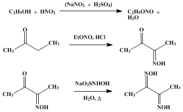 Reaction equation for DIMETHYLGLYOXIME (Glyoxime, dimethyl-)